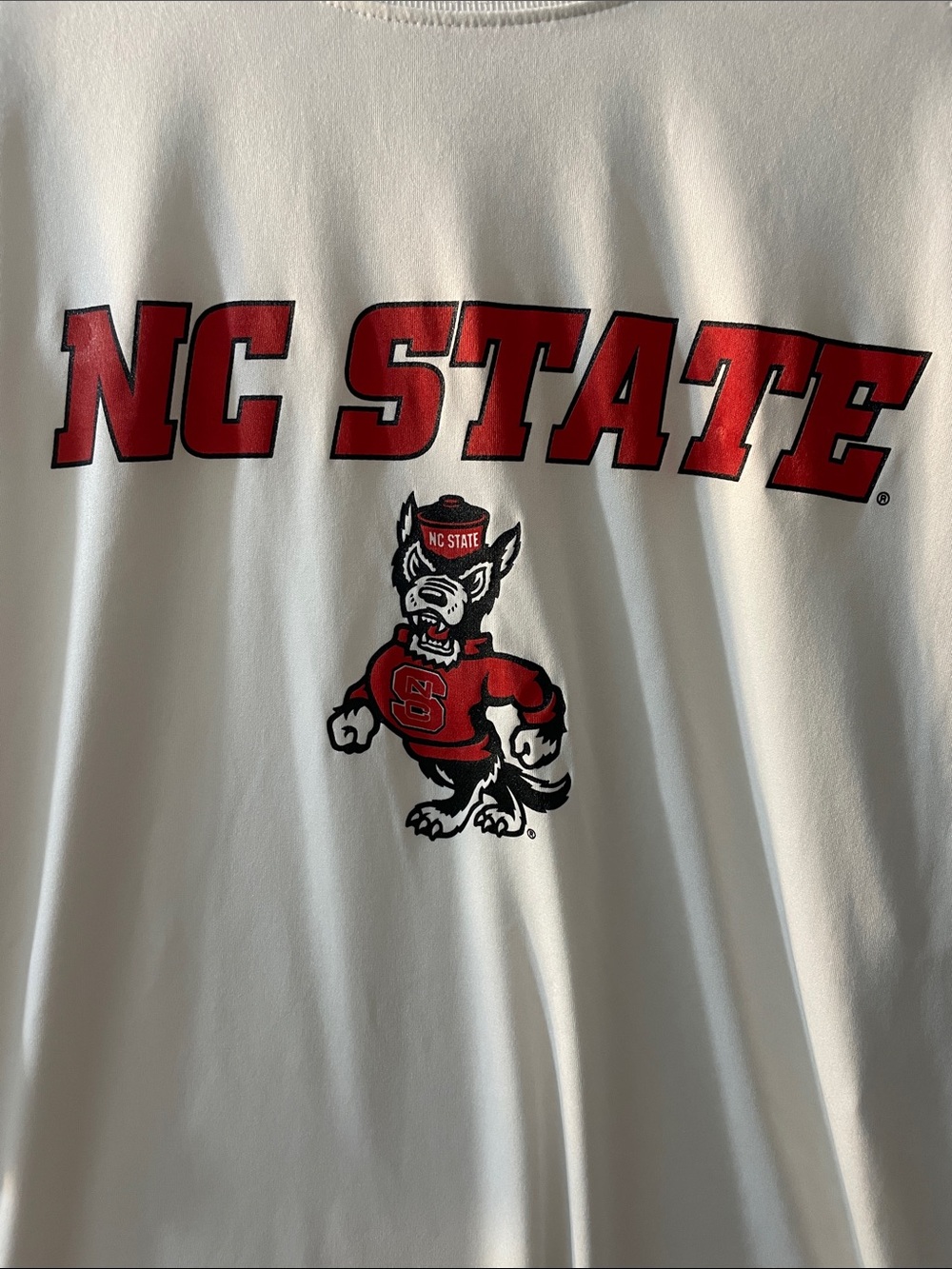 NC State White Long Sleeve Tee with Wolfpack Logo